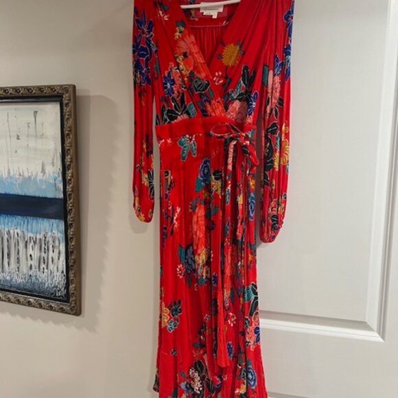 Anthropologie red floral maxi - Picture 3 of 5